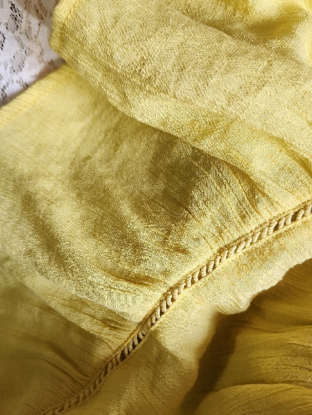 Yellow Off-Shoulder Ruffle Sleeve Blouse - Lightweight Summer Top - Picture 3 of 5